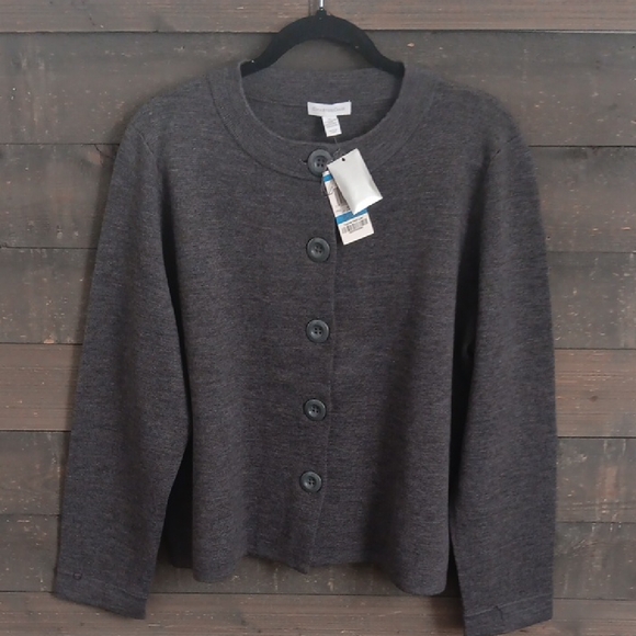 Charter Club Charcoal Button-Up Cardigan - Picture 3 of 6